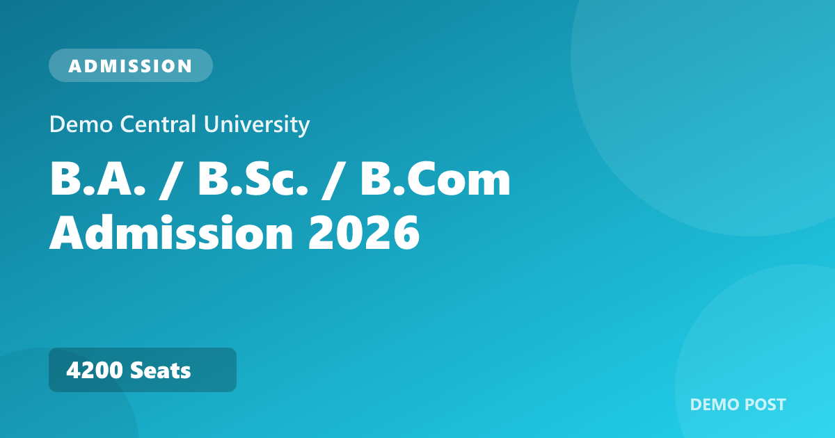 Demo Central University UG Admission 2026 – Apply Online