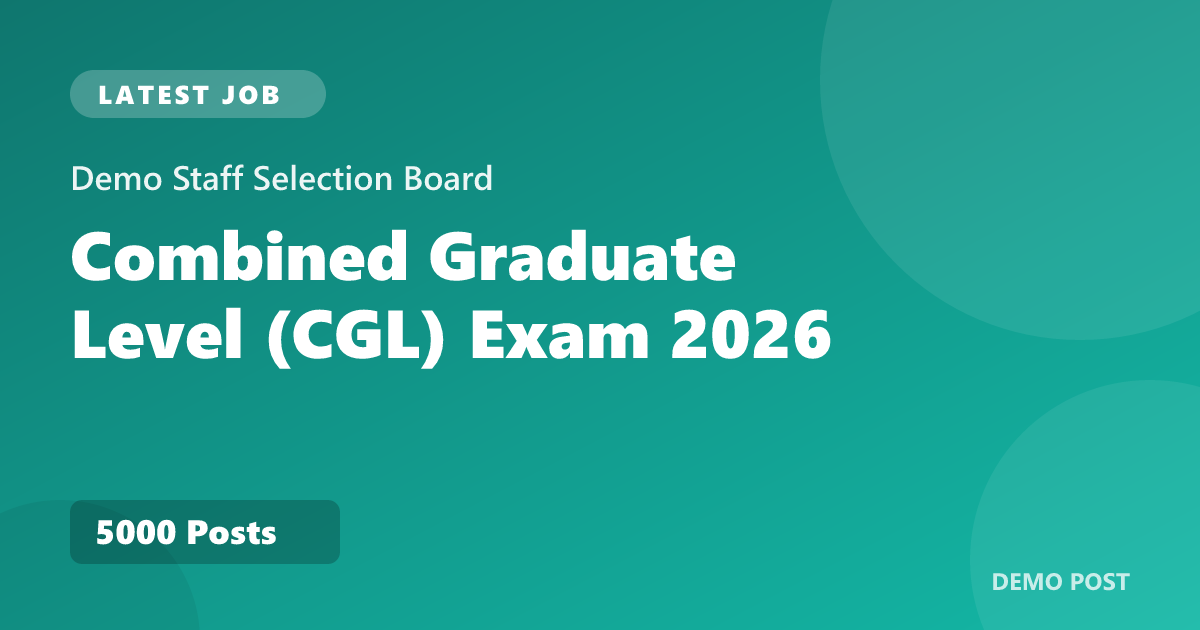 Demo Staff Selection Board Combined Graduate Level Recruitment 2026 – Apply Online for 5000 Posts