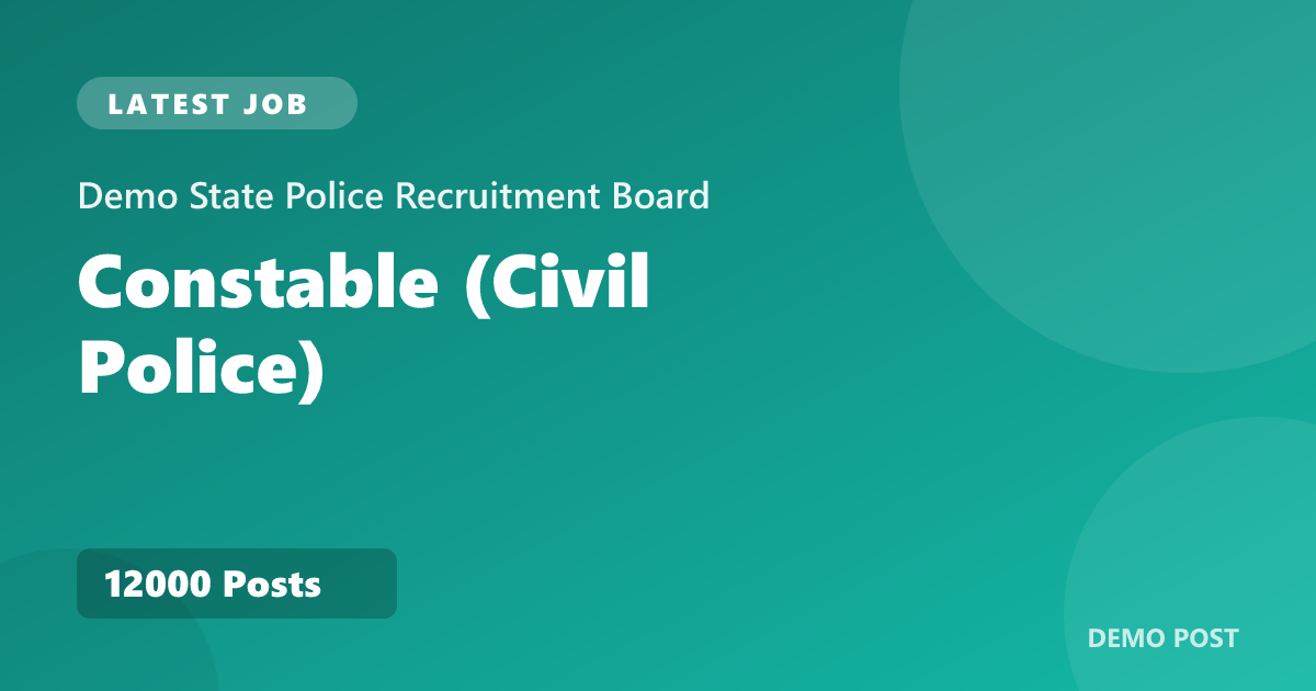 Demo State Police Constable Recruitment 2026 – Online Form Closed